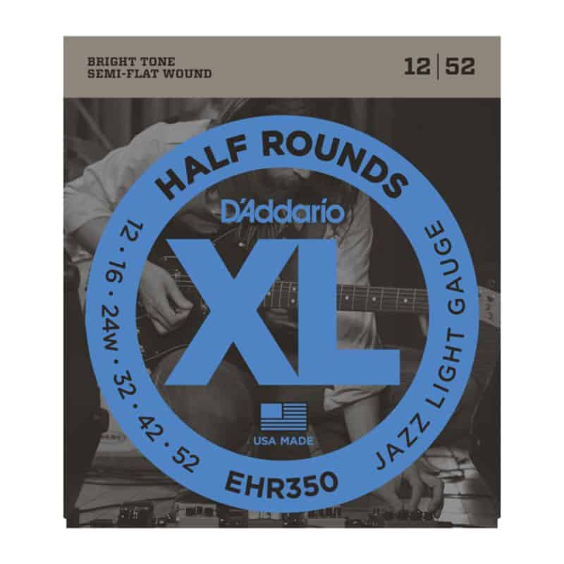 Half Rounds EHR350 Stainless Steel Guitar Strings 12-52 Jazz Light